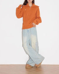 Georgina | Women's Zip Sweater in Light Blue