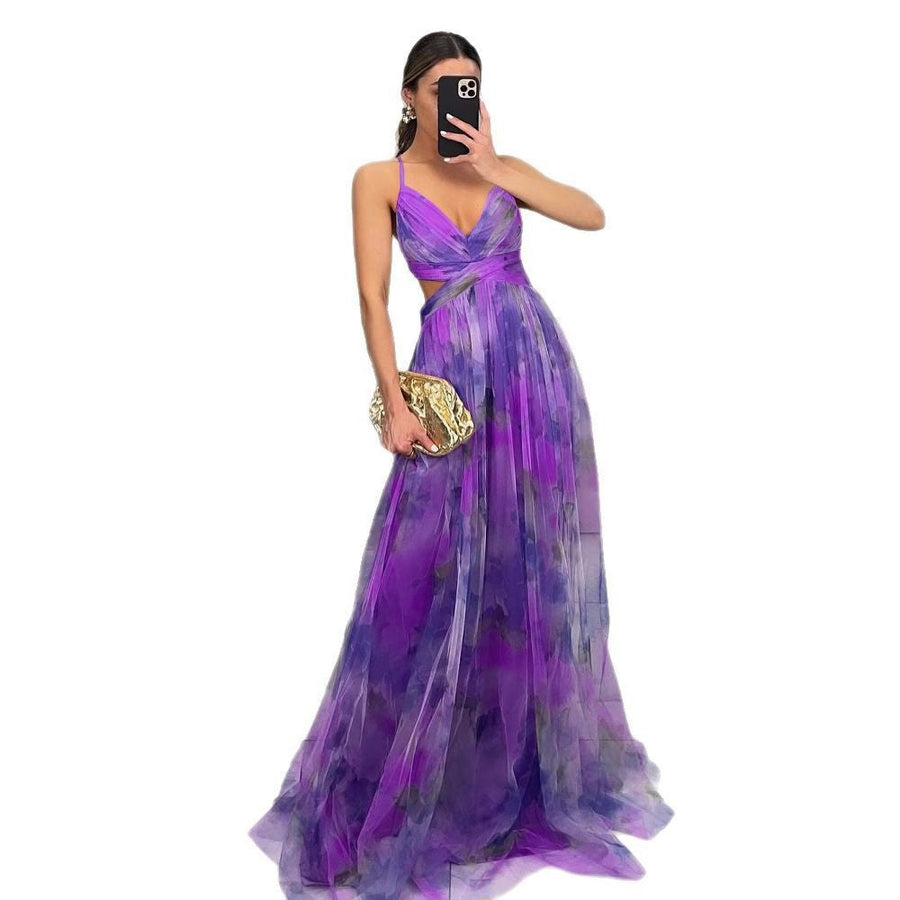 Geralda | Women's Flowing Elegant Evening Dress in Purple