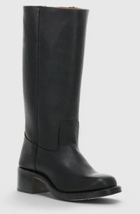 Geraldine | Women's Leather Look Stacked-Heel Knee-High Boots