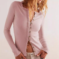 Gerarda | Women's Button-Front Bodycon Long Sleeve Top