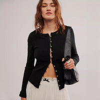Gerarda | Women's Button-Front Bodycon Long Sleeve Top