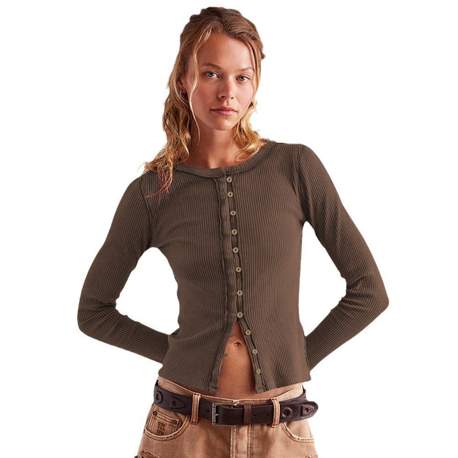 Gerarda | Women's Button-Front Bodycon Long Sleeve Top