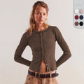 Gerarda | Women's Button-Front Bodycon Long Sleeve Top