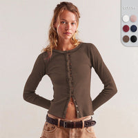 Gerarda | Women's Button-Front Bodycon Long Sleeve Top
