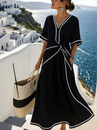 Gerda | Women's Wrap Maxi Dress in Black