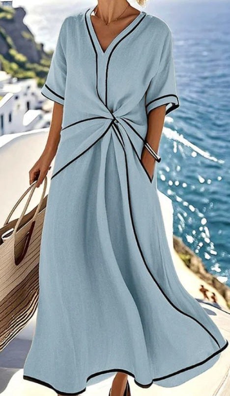 Gerda | Women's Wrap Maxi Dress in Blue