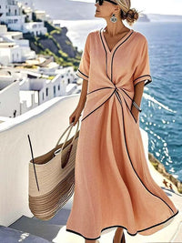 Gerda | Women's Wrap Maxi Dress in Orange