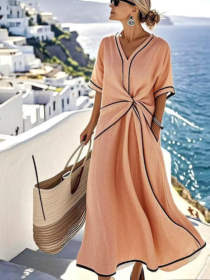 Gerda | Women's Wrap Maxi Dress in Orange