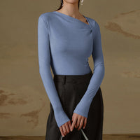 Gerlinda | Women's Long Sleeve Top in Gray Blue