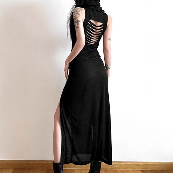 Germaine | Women's Slit Hooded Elegant Maxi Dress