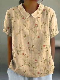 Germaine | Women's Floral with Pointed Collar Blouse in Apricot