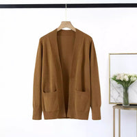 Germaine | Women's Pockets Knit Cardigan in Khaki
