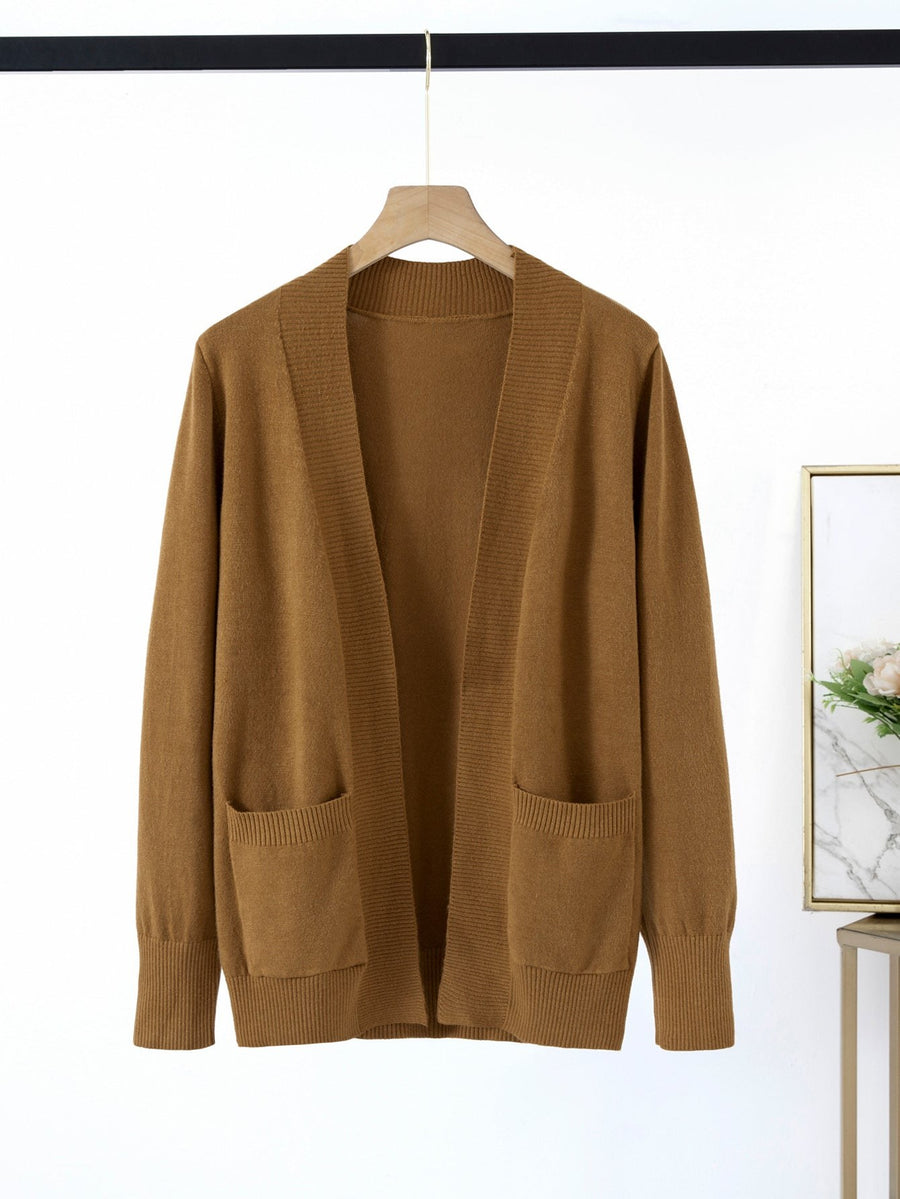 Germaine | Women's Pockets Knit Cardigan in Khaki
