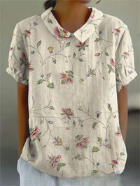 Germaine | Women's Floral with Pointed Collar Blouse in Off white