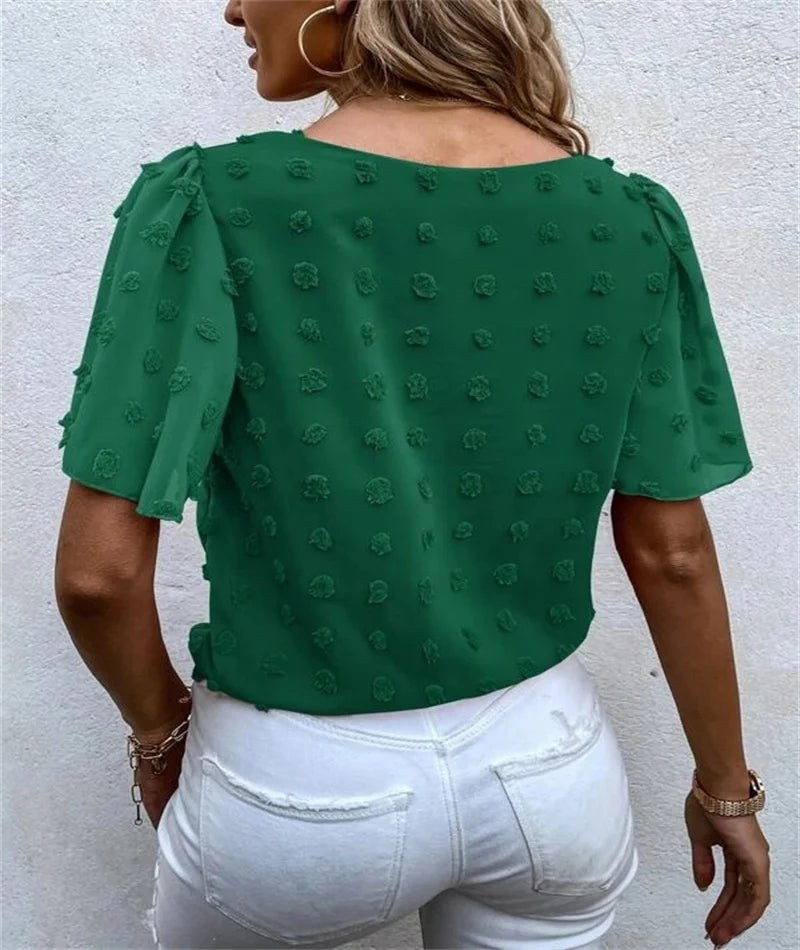 Gertrude | Women's Flutter Short Sleeve Blouse