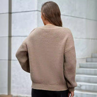 Gertrude | Women's V-Neck Textured Knit Sweater