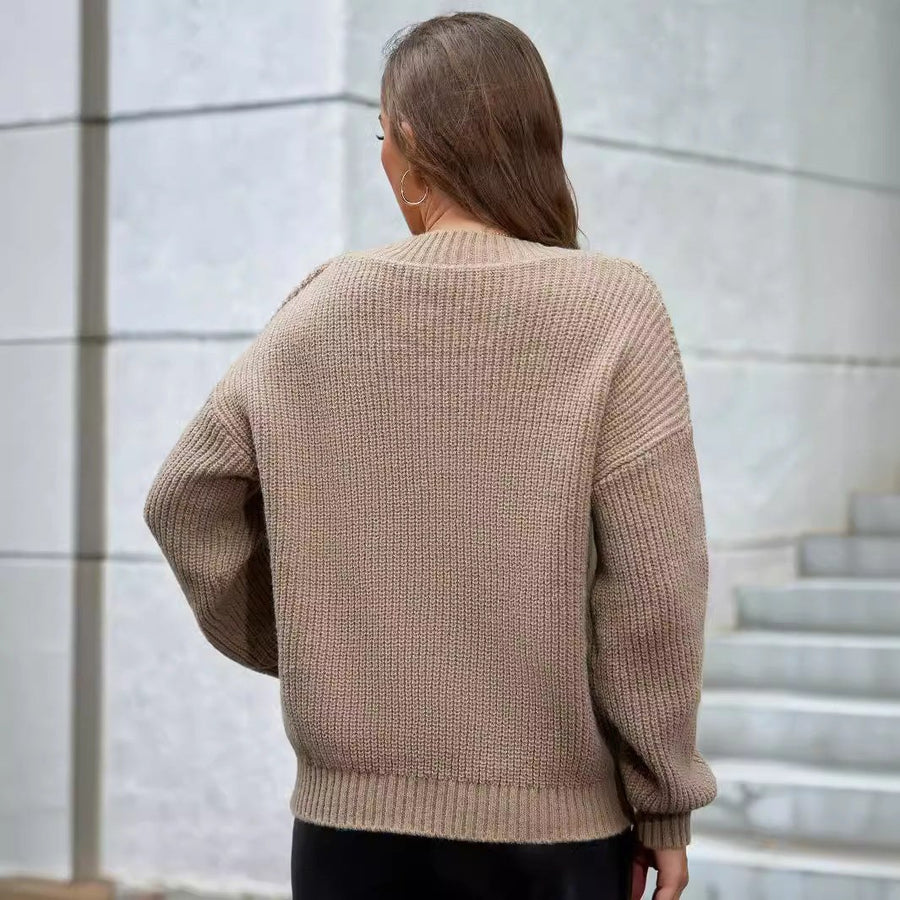 Gertrude | Women's V-Neck Textured Knit Sweater
