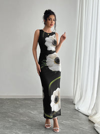Gertrude | Women's Bodycon Floral Elegant Maxi Dress in Black