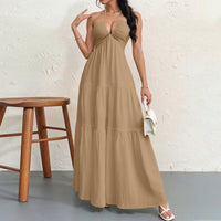 Gertrude | Women's Flowing Maxi Dress in Khaki