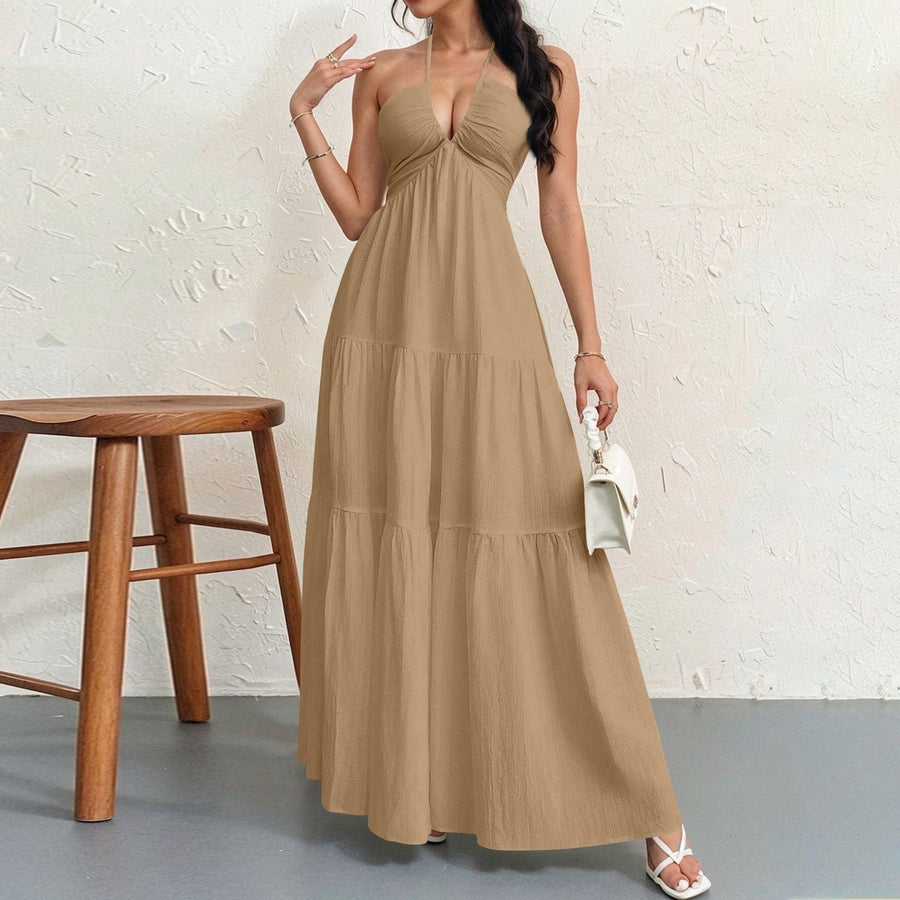 Gertrude | Women's Flowing Maxi Dress in Khaki