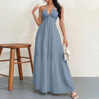 Gertrude | Women's Flowing Maxi Dress in Sky Blue