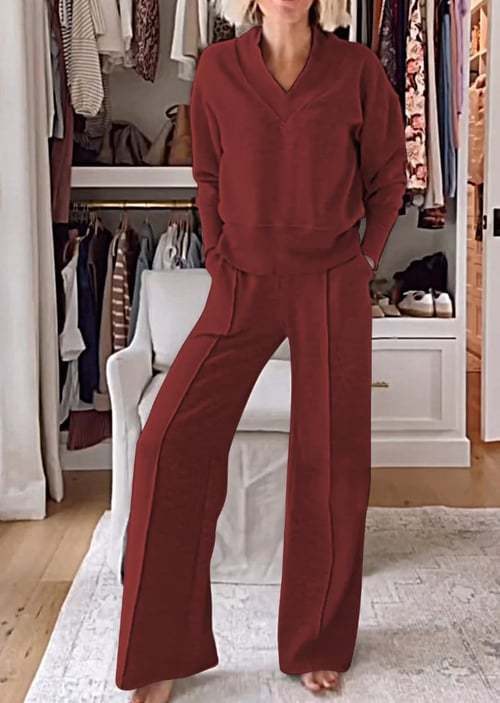 Ghislaine | Women's V-Neck Two-Piece Set