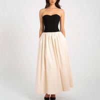 Ghislaine | Women's Ruched Comfortable Elegant Maxi Dress in Black