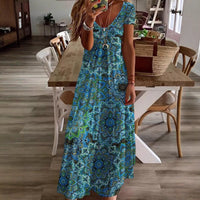 Gilda | Women's Floral Maxi Dress in Blue