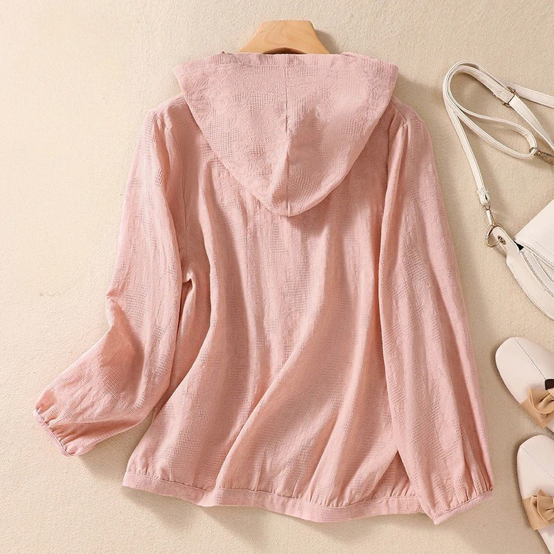 Gillian | Women's Hooded Button-Up Blouse