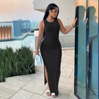 Gillian | Women's Bodycon Slit Elegant Maxi Dress in Black