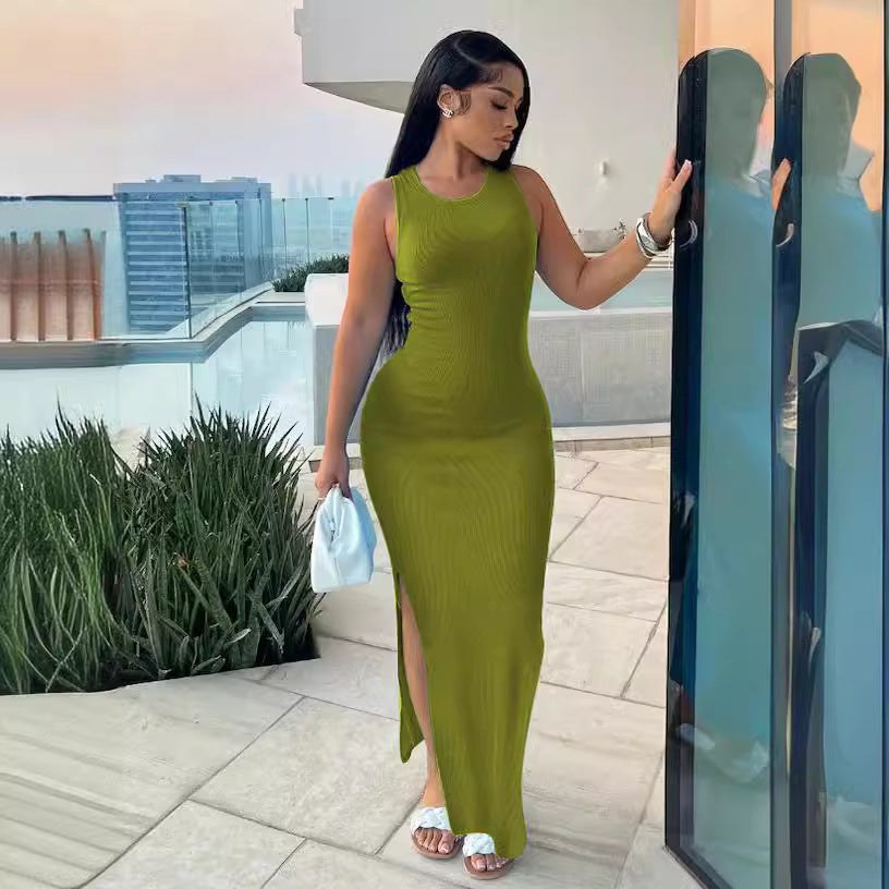 Gillian | Women's Bodycon Slit Elegant Maxi Dress in Green