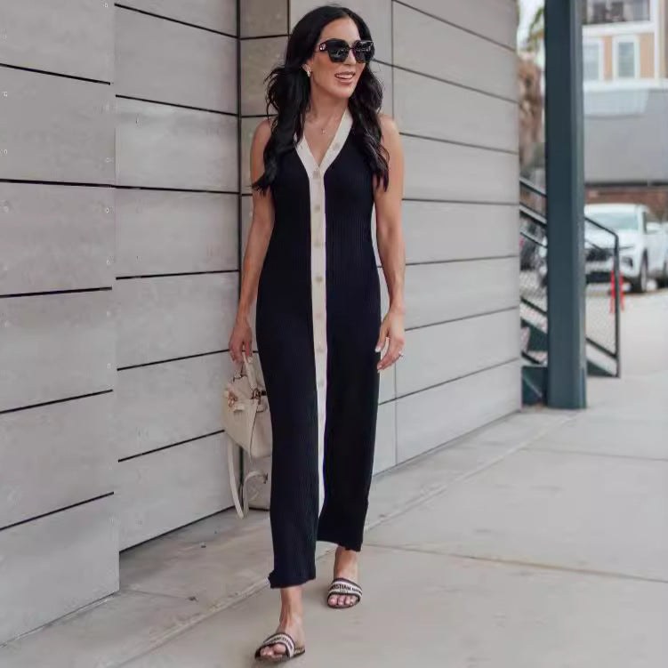 Ginevra | Women's Asymmetric V-Neck Elegant Modern Maxi Dress in Black