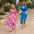 Giordana | Women's Floral Print Puff Sleeve Elegant Maxi Dress