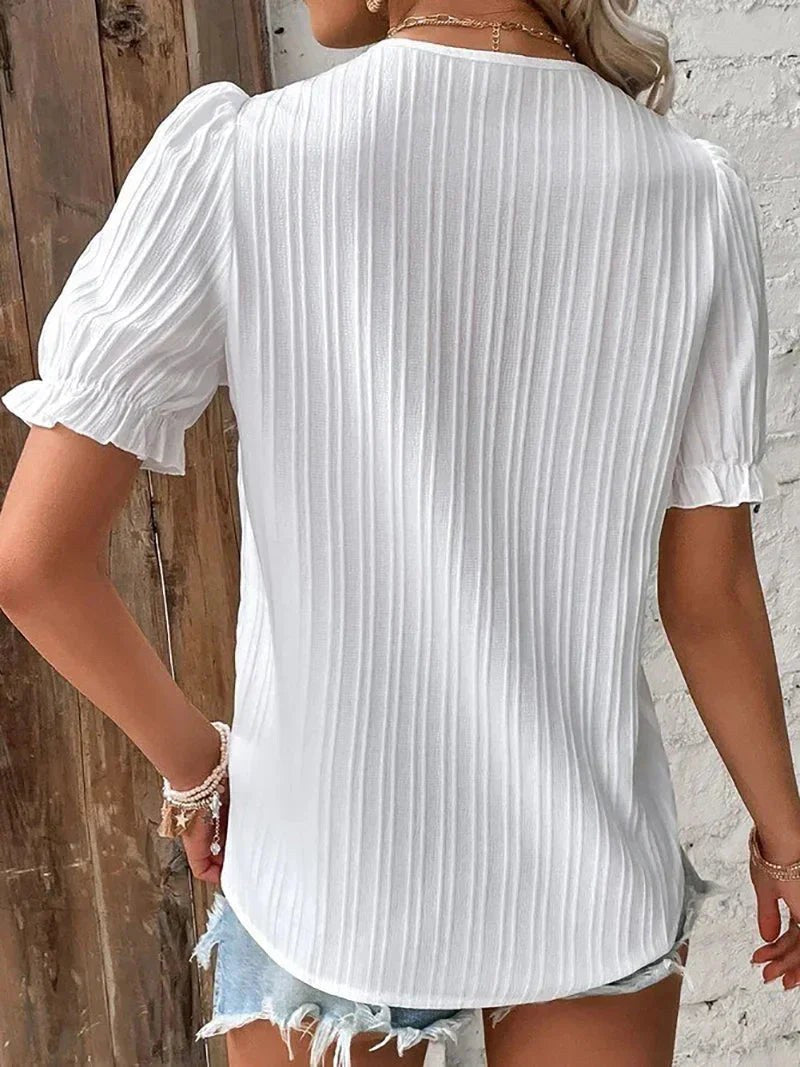 Giovanna | Women's Lace Trim White Blouse