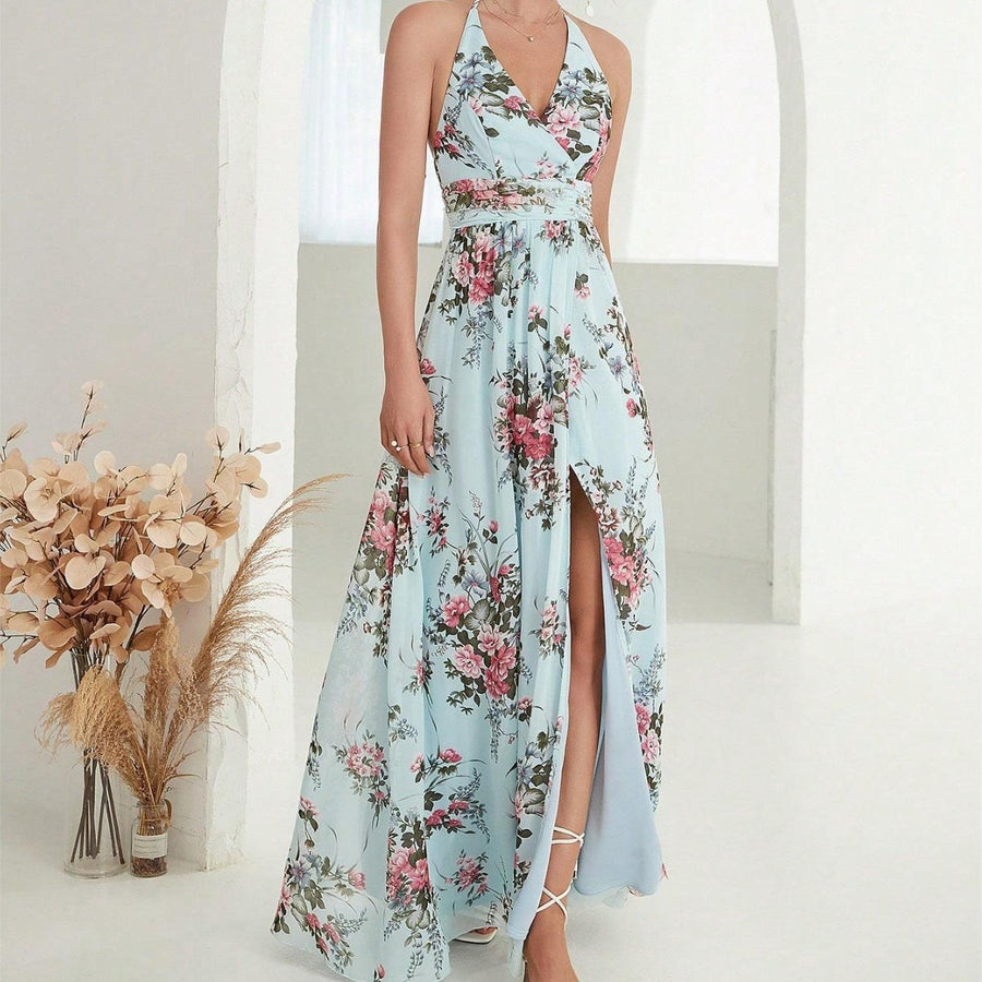Giovanna | Women's Slit Maxi Dress in Green