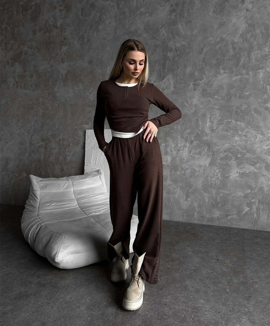 Giovanna | Women's Two-Piece Set in Brown
