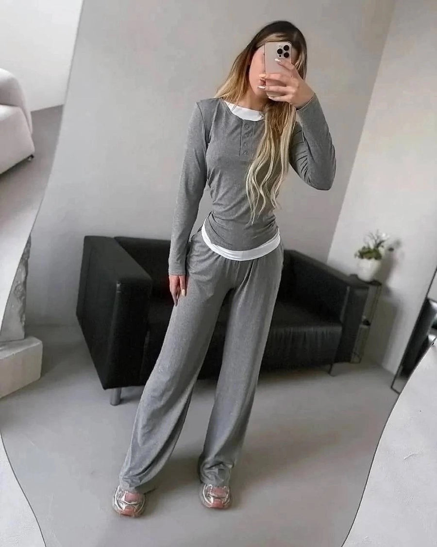 Giovanna | Women's Two-Piece Set in Light Gray