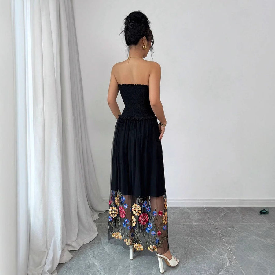 Gisela | Women's Floral Maxi Dress in Black