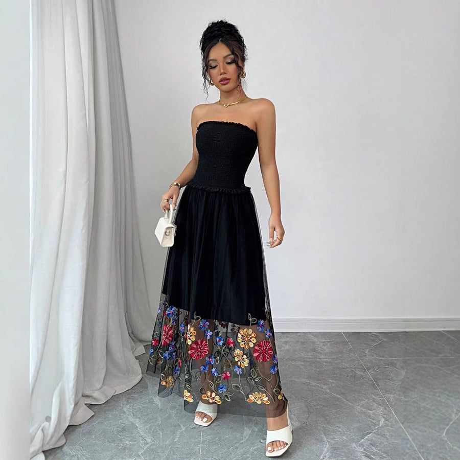 Gisela | Women's Floral Maxi Dress in Black