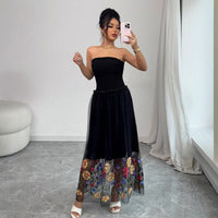 Gisela | Women's Floral Maxi Dress in Black