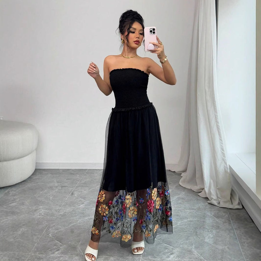 Gisela | Women's Floral Maxi Dress in Black