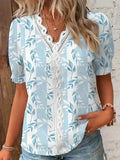Giselle | Women's Lace V-Neck Printed Blouse