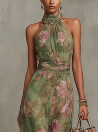 Giuliana | Women's Halter Green Maxi Dress