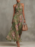 Giuliana | Women's Halter Green Maxi Dress