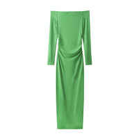 Gladys | Women's Ruffle Detail Elegant Maxi Dress in Green