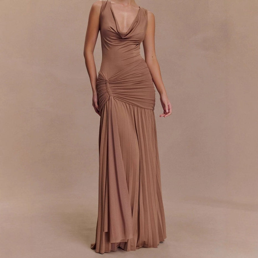 Gladys | Women's Bodycon Elegant Maxi Dress in Brown