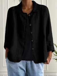 Gladys | Women's Long Sleeve Button-Up Blouse in Black