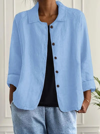 Gladys | Women's Long Sleeve Button-Up Blouse in Light Blue