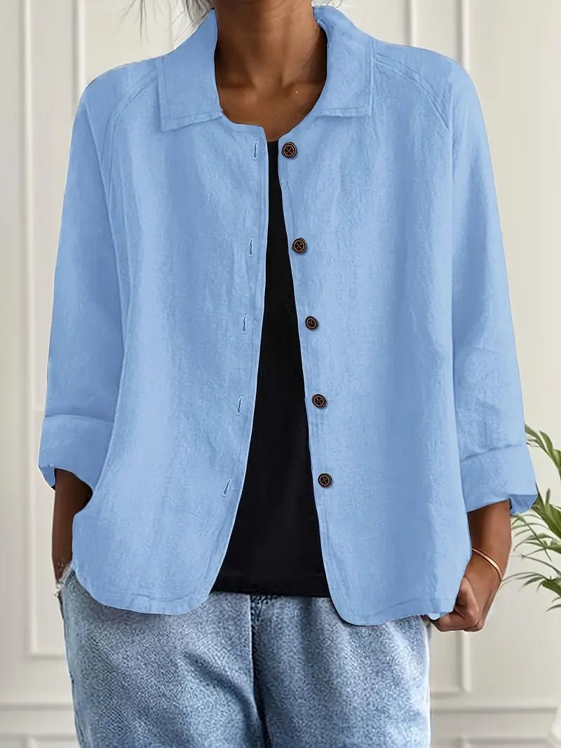 Gladys | Women's Long Sleeve Button-Up Blouse in Light Blue