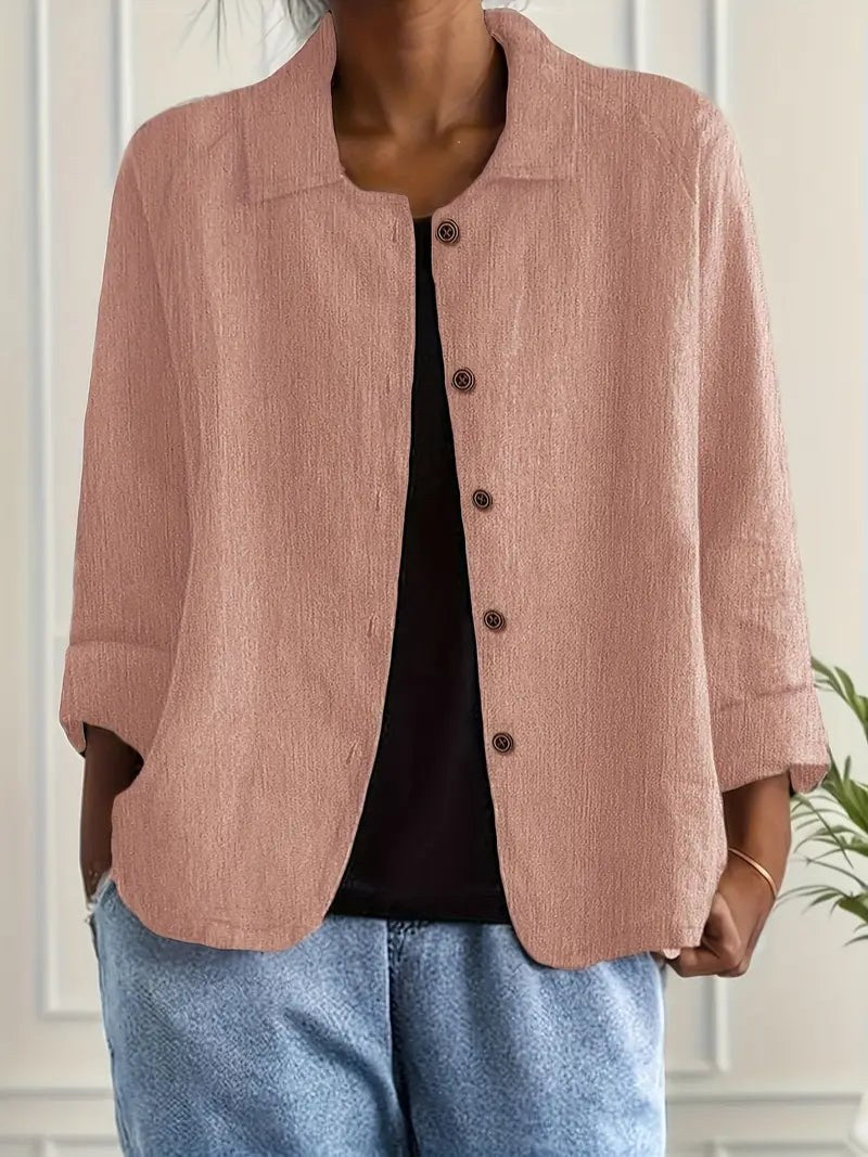 Gladys | Women's Long Sleeve Button-Up Blouse in Pink
